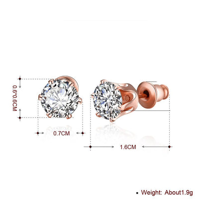 Crystal Pave Stud Earring in 18K Rose Gold Plated