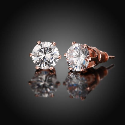 Crystal Pave Stud Earring in 18K Rose Gold Plated