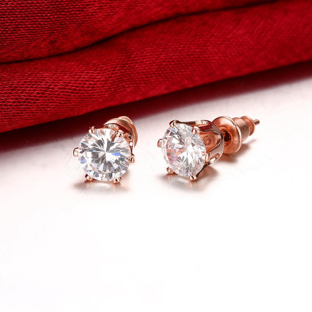 Crystal Pave Stud Earring in 18K Rose Gold Plated