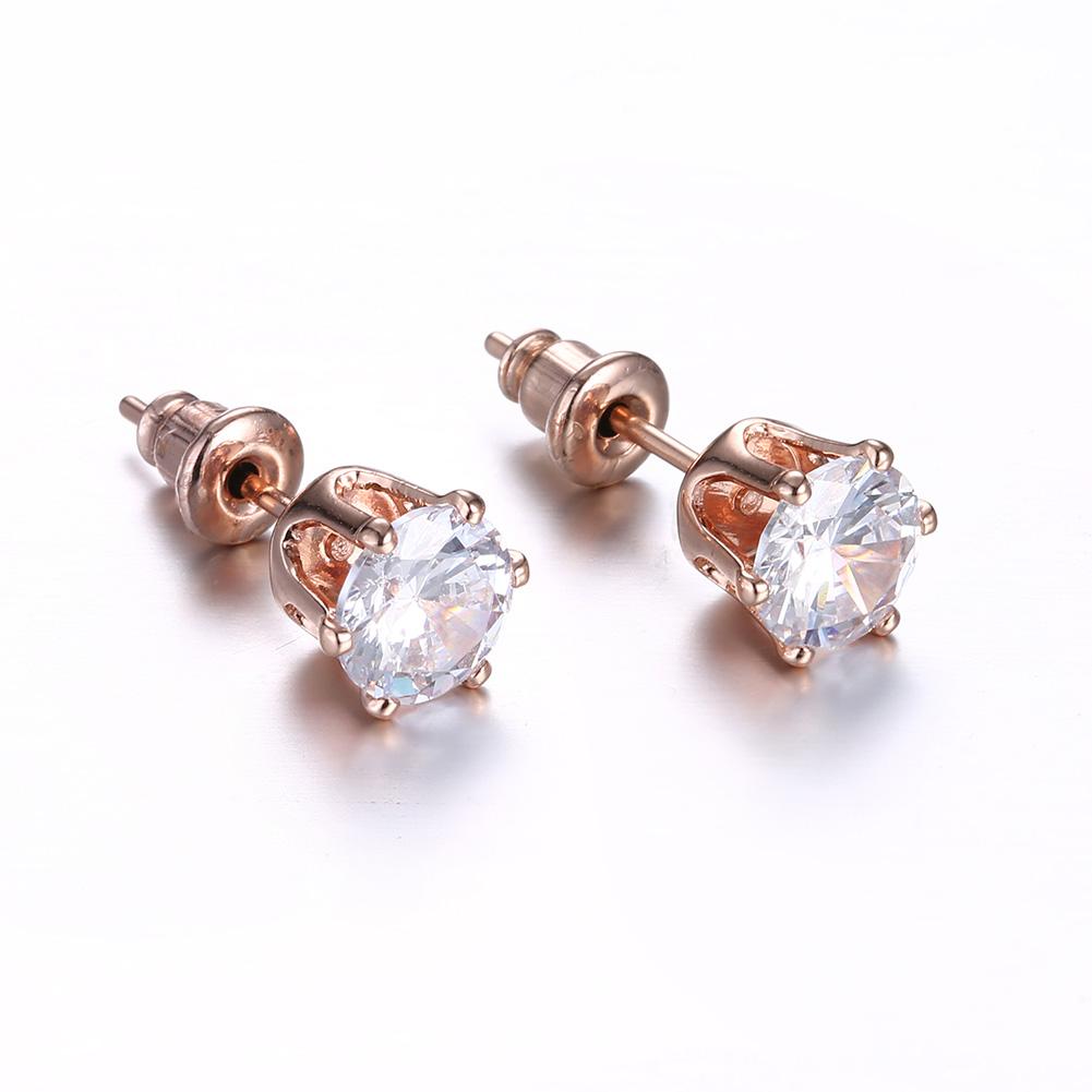 Crystal Pave Stud Earring in 18K Rose Gold Plated