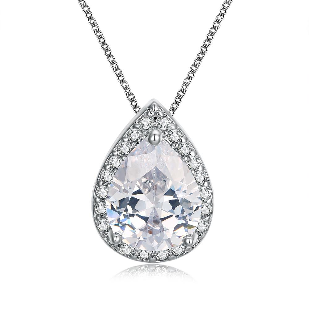 5.00 CT Teardrop Pave Necklace in 18K White Gold Plated