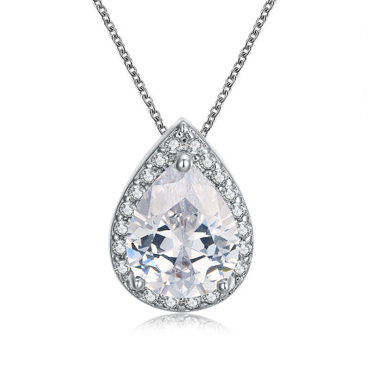 5.00 CT Teardrop Pave Necklace in 18K White Gold Plated