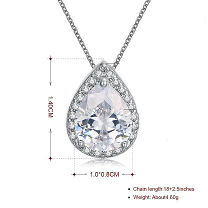 5.00 CT Teardrop Pave Necklace in 18K White Gold Plated