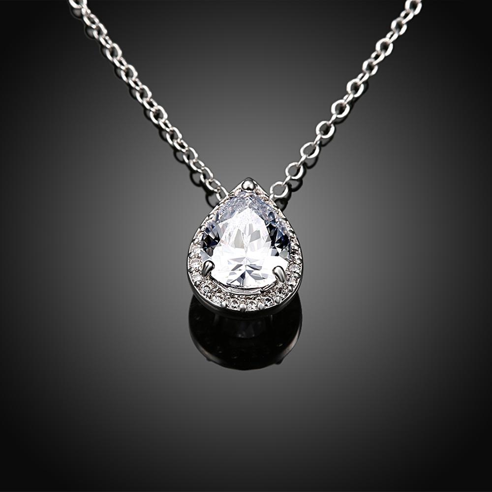 5.00 CT Teardrop Pave Necklace in 18K White Gold Plated