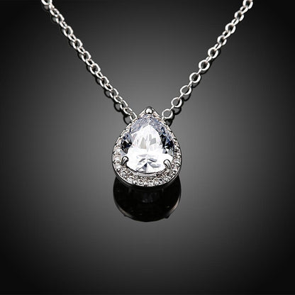 5.00 CT Teardrop Pave Necklace in 18K White Gold Plated