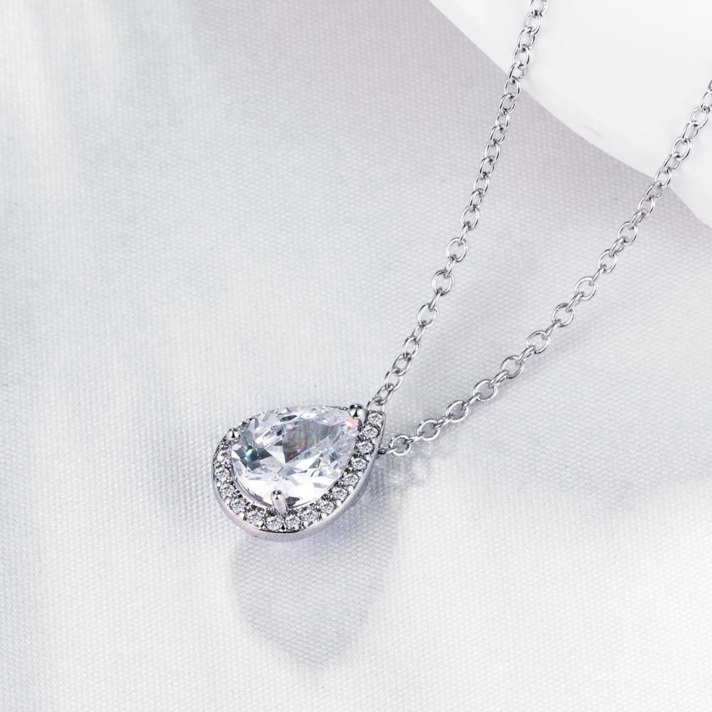 5.00 CT Teardrop Pave Necklace in 18K White Gold Plated