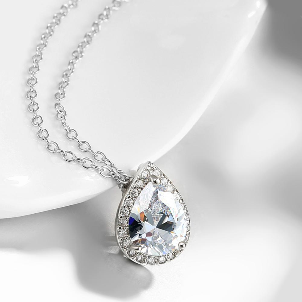 5.00 CT Teardrop Pave Necklace in 18K White Gold Plated