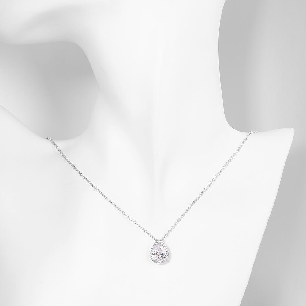 5.00 CT Teardrop Pave Necklace in 18K White Gold Plated