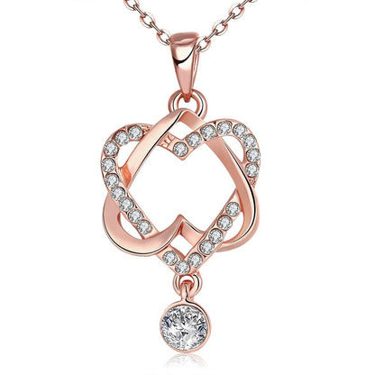 Intertwined Duo Hearts  Elements Necklace in 14K Gold