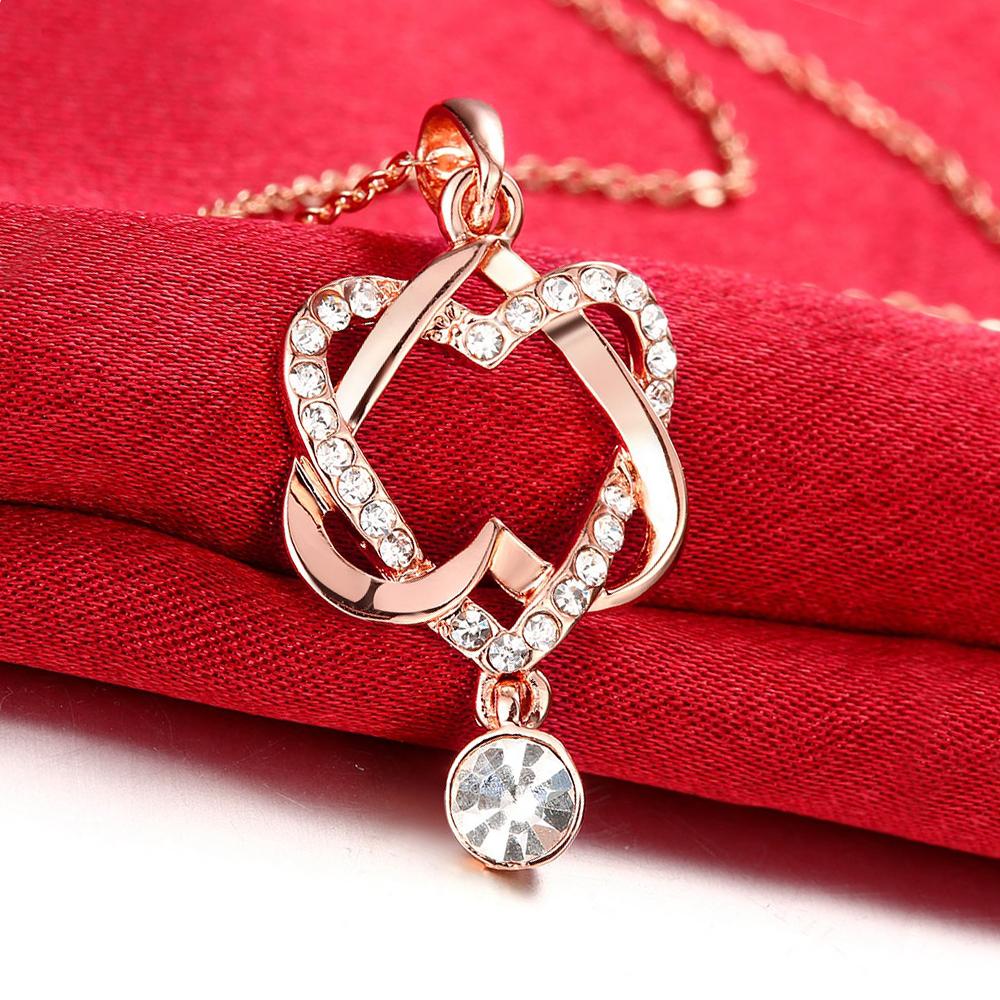 Intertwined Duo Hearts  Elements Necklace in 14K Gold