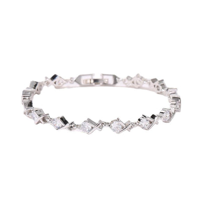 XO Tennis Bracelet with Round Cut White Diamond Cubic Zirconia Stones