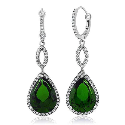 Emerald Pave Teardrop Infinity Drop Embellished with  Crystals in 18K