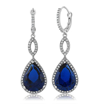 Sapphire Pave Teardrop Infinity Drop Embellished with  Crystals in 18K