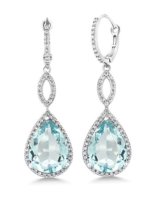 Blue Topaz Pave Teardrop Infinity Drop Embellished with  Crystals in 1