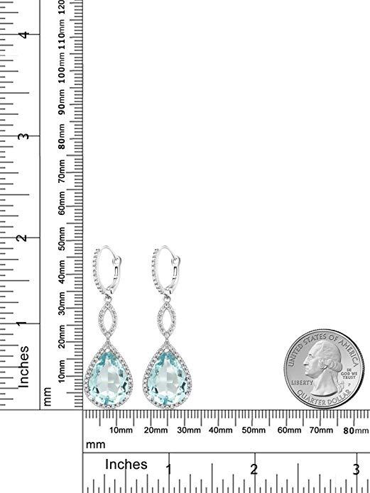 Blue Topaz Pave Teardrop Infinity Drop Embellished with  Crystals in 1