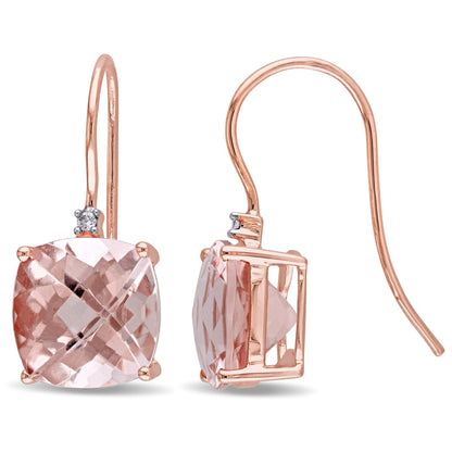 Simulated Morganite Sleek Leverback Earrings in 14K Rose Gold Plating