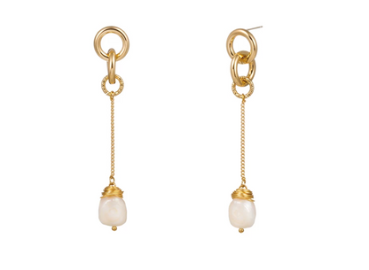 Pearls Drop Earrings with Baroque Freshwater Pearl