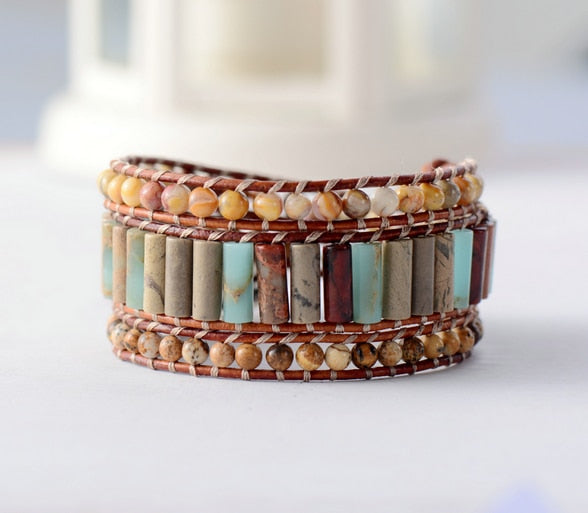 Boho Bracelet Unique Tube Shape Natural Stone 3