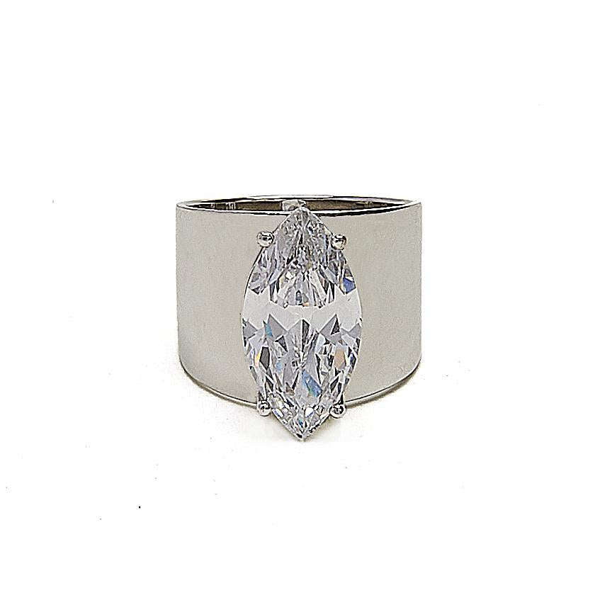 Vintage Wide Cigar Band Cubic Zirconia Ring