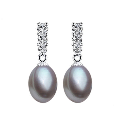 Genuine Freshwater Pearl and Simulated Diamond Drop Earrings