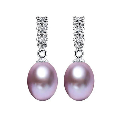 Genuine Freshwater Pearl and Simulated Diamond Drop Earrings