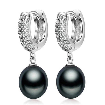 Genuine Freshwater Pearl & Simulated Diamond Drop Earrings