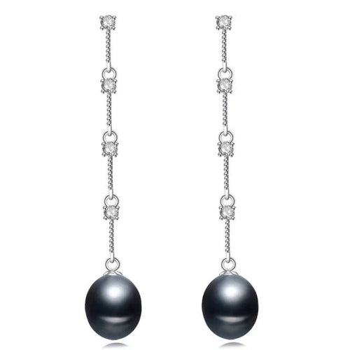 Stunning Simulated Diamond and Freshwater Pearl Dangle Earrings