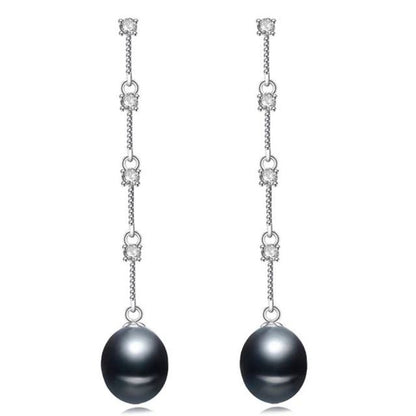 Stunning Simulated Diamond and Freshwater Pearl Dangle Earrings