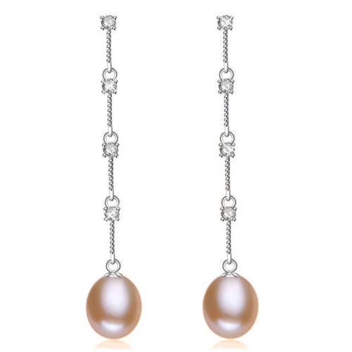 Stunning Simulated Diamond and Freshwater Pearl Dangle Earrings