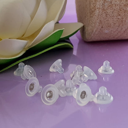 Earring Backs - Silicone Medium Butterfly Backs Sterling Silver Insert