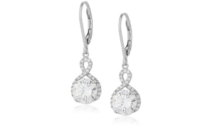 Infinity Crystal Drop Earrings Made with Austrian Crystal in White Gol