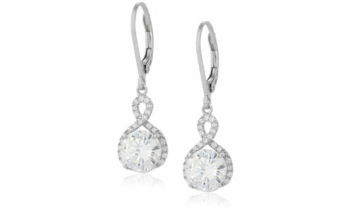 Infinity Crystal Drop Earrings Made with Austrian Crystal in White Gol