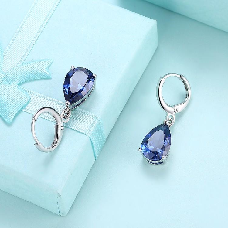 5.55 CTTW Sapphire Pear Shaped Drop Earrings Set in 18K White Gold