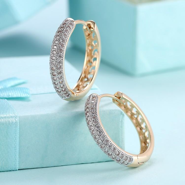 Crystal Micro Pav'e Classic Circular Huggies Set in 18K Gold