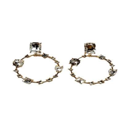 Metal With Multi Crystal Stone Ring Earrings