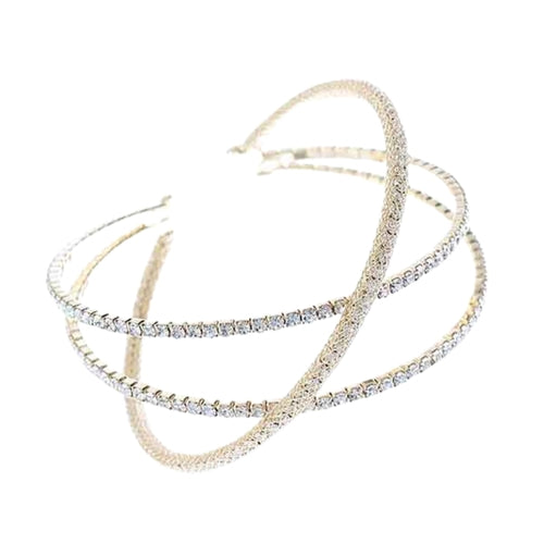 Rhinestone Crossover Wire Bracelet