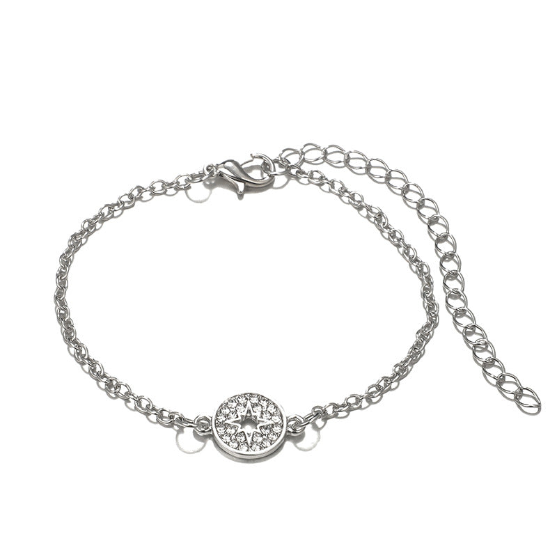 14K White Gold Plating Love Knot Circular Minimalist Bracelet Sets