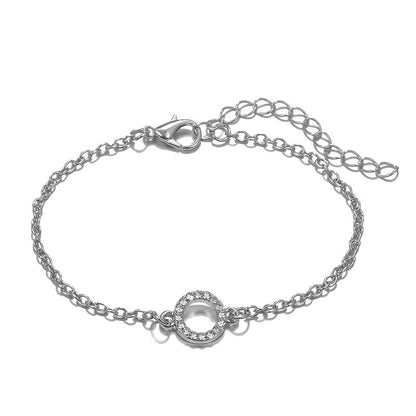 14K White Gold Plating Love Knot Circular Minimalist Bracelet Sets