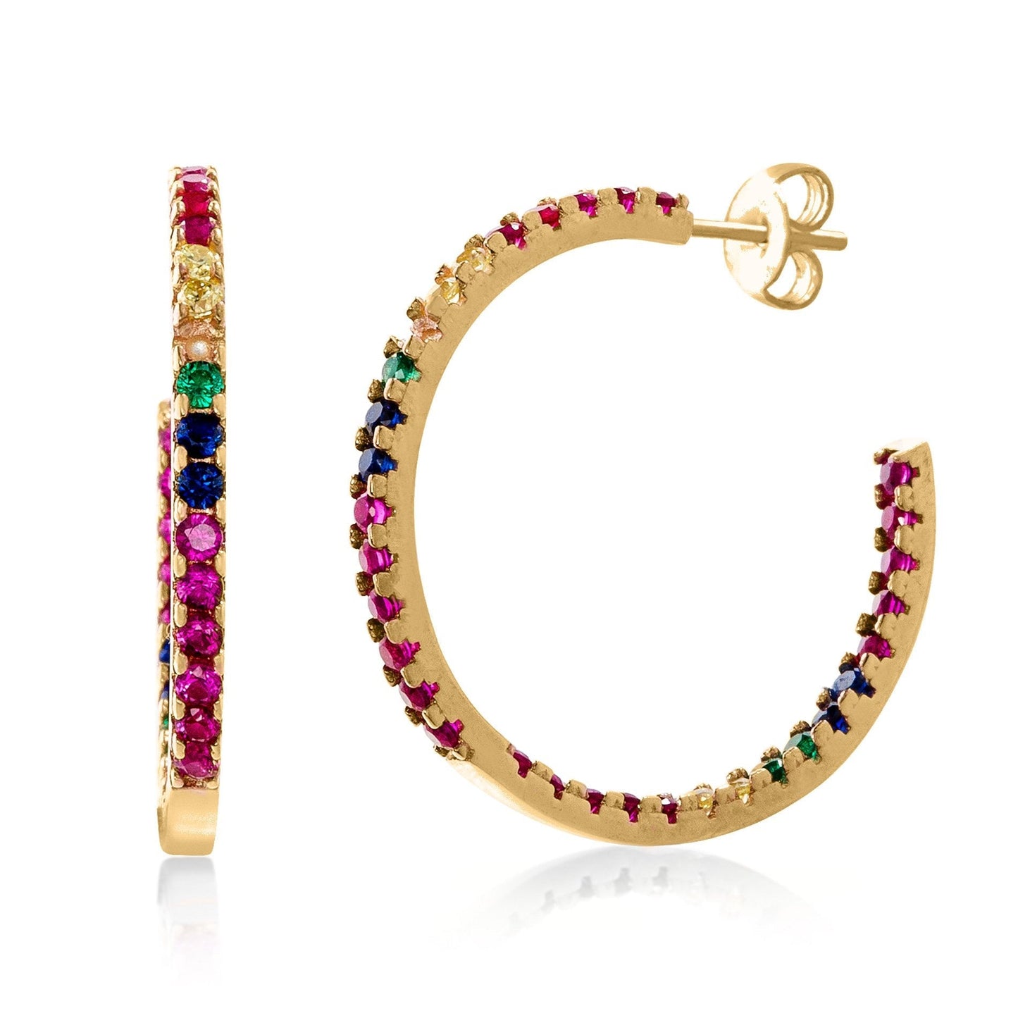 Rainbow Pave AAAAA Cut Austrian Hoop Earring (3 Colors available)