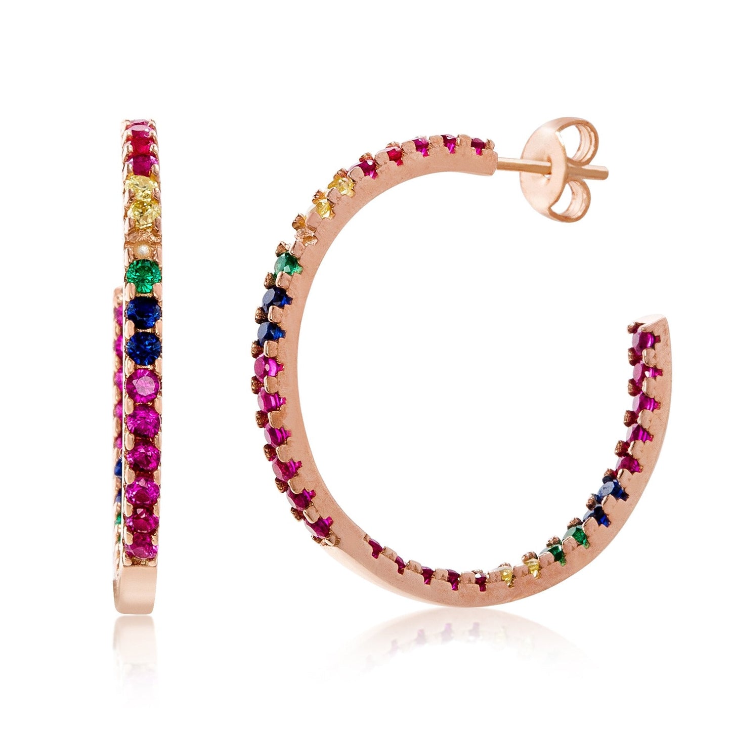 Rainbow Pave AAAAA Cut Austrian Hoop Earring (3 Colors available)