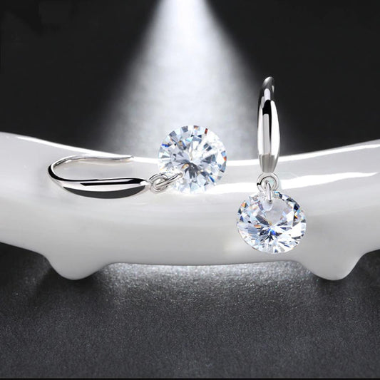 Stunning  Crystal Drill Drop Earring in 18K White Gold Plated