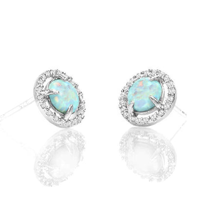 Oceanic Opal Blue Studs Martini Studs in 14K White Gold