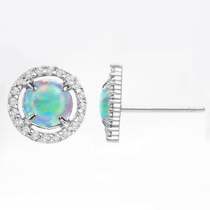 Oceanic Opal Blue Studs Martini Studs in 14K White Gold