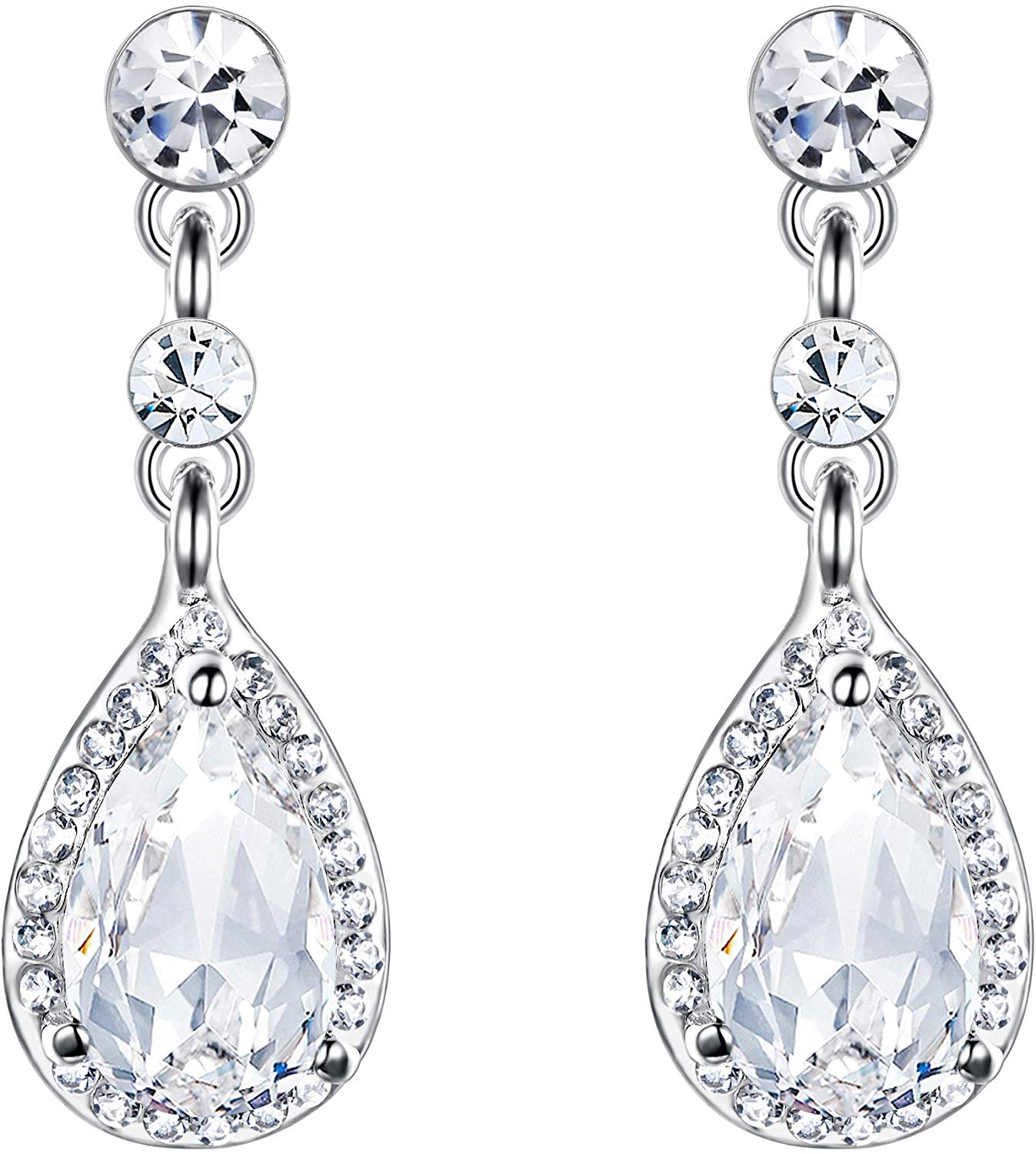 White Crystal Chandelier Teardrop Earrings