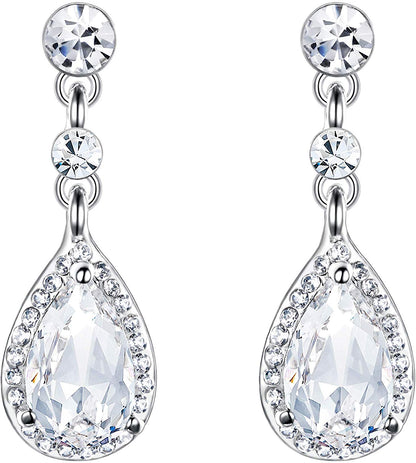 White Crystal Chandelier Teardrop Earrings