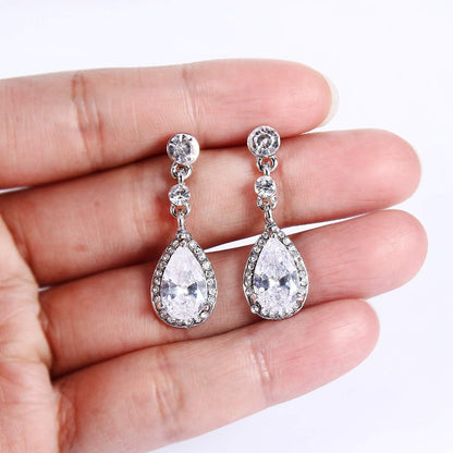 White Crystal Chandelier Teardrop Earrings