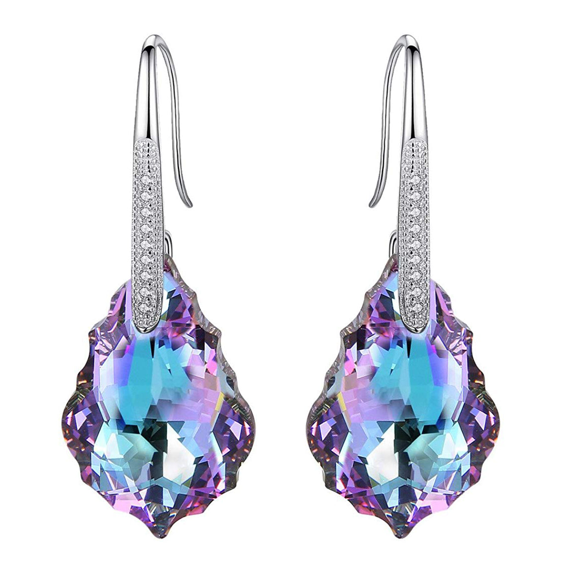 Iridescent Amethyst Gemstone  Chandelier  Elements Drop Earrings in 18