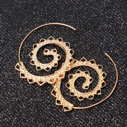 14K Gold Plated Multi Filigree Heart Swirl Hoop Earring