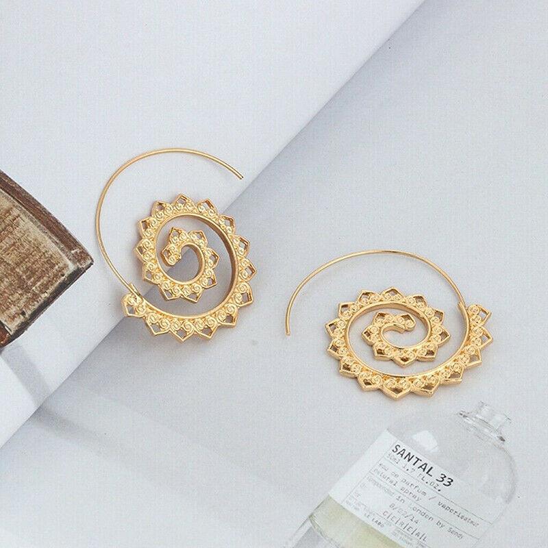 14K Gold Plated Multi Filigree Heart Swirl Hoop Earring