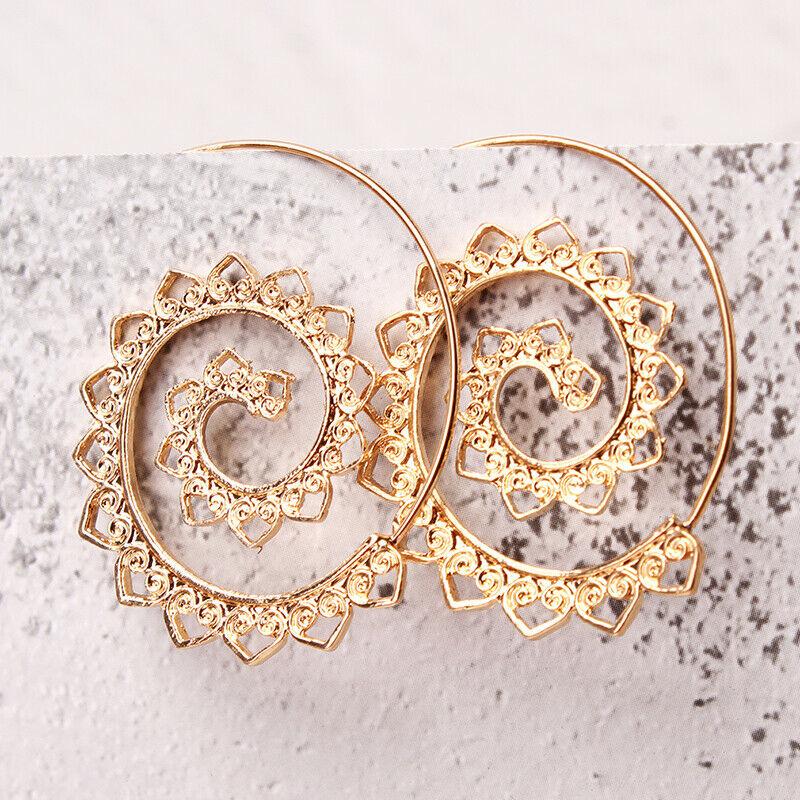 14K Gold Plated Multi Filigree Heart Swirl Hoop Earring